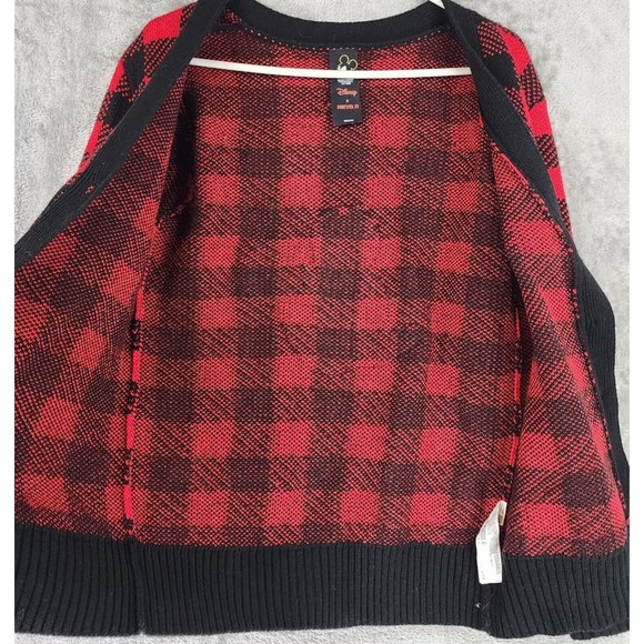 Disney X Forever 21 Mickey Mouse Sweater Womens Small Plaid Preppy Cardigan - Picture 3 of 12